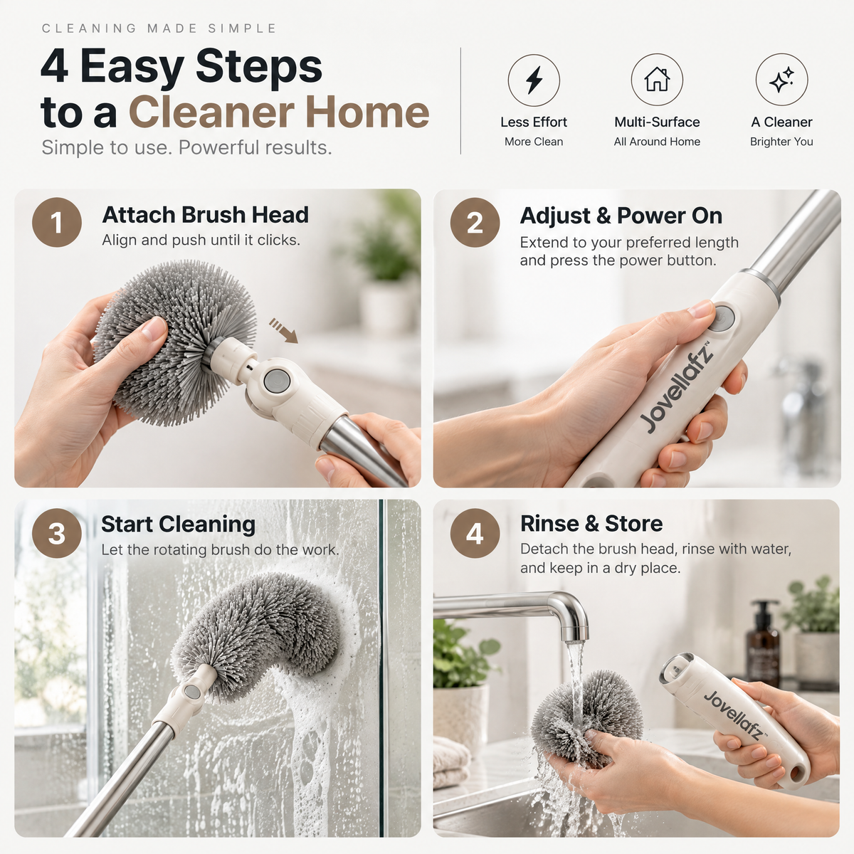 Jovellafz™ Cordless Electric Spin Scrubber with Extendable Handle product image 4