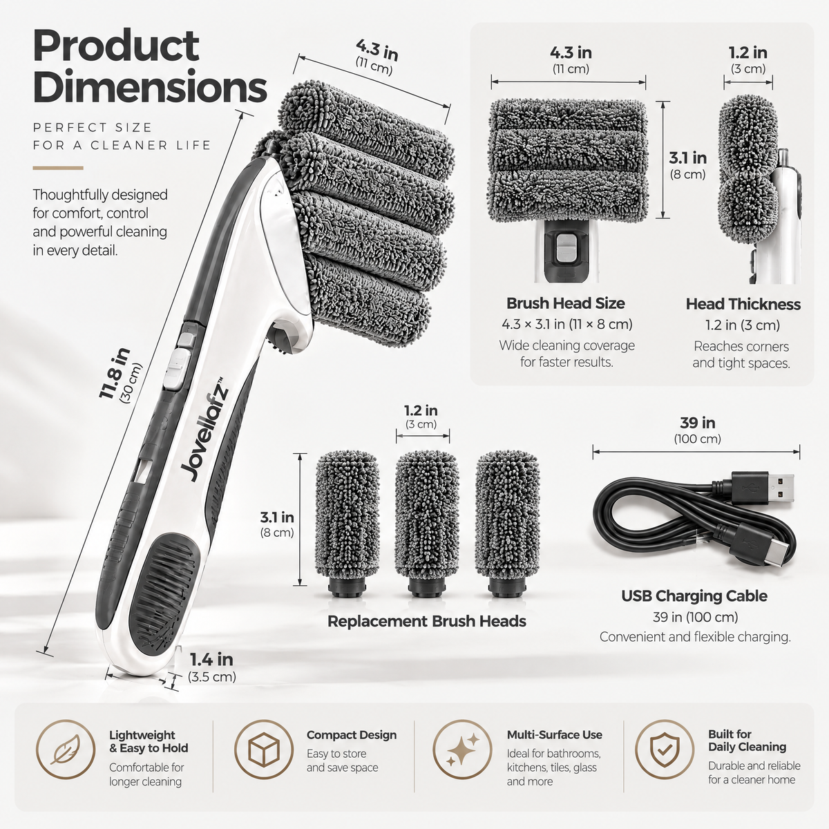 Jovellafz™ Cordless Electric Spin Mop Cleaner with Microfiber Roller Heads product image 3