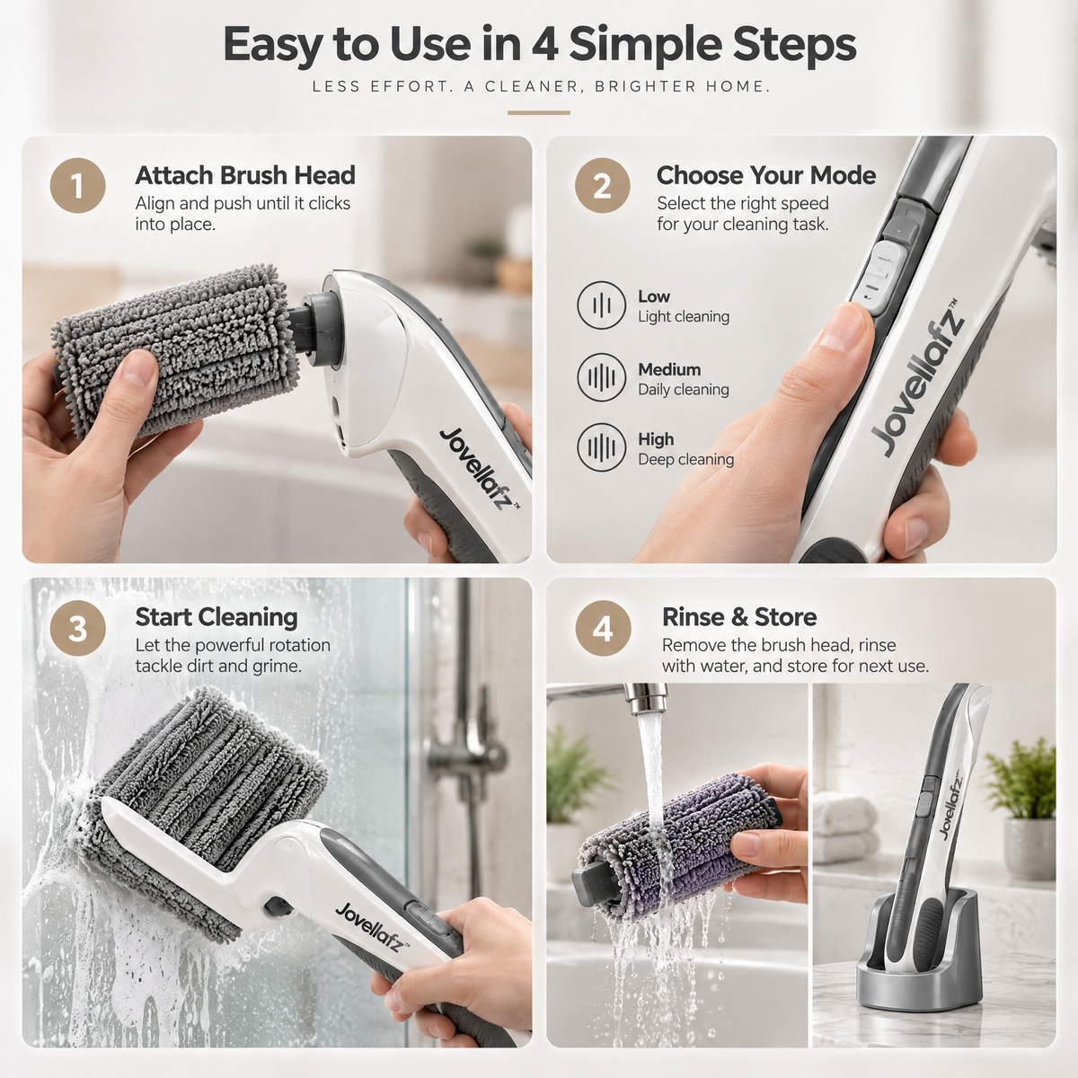 Jovellafz™ Cordless Electric Spin Mop Cleaner with Microfiber Roller Heads product image 5