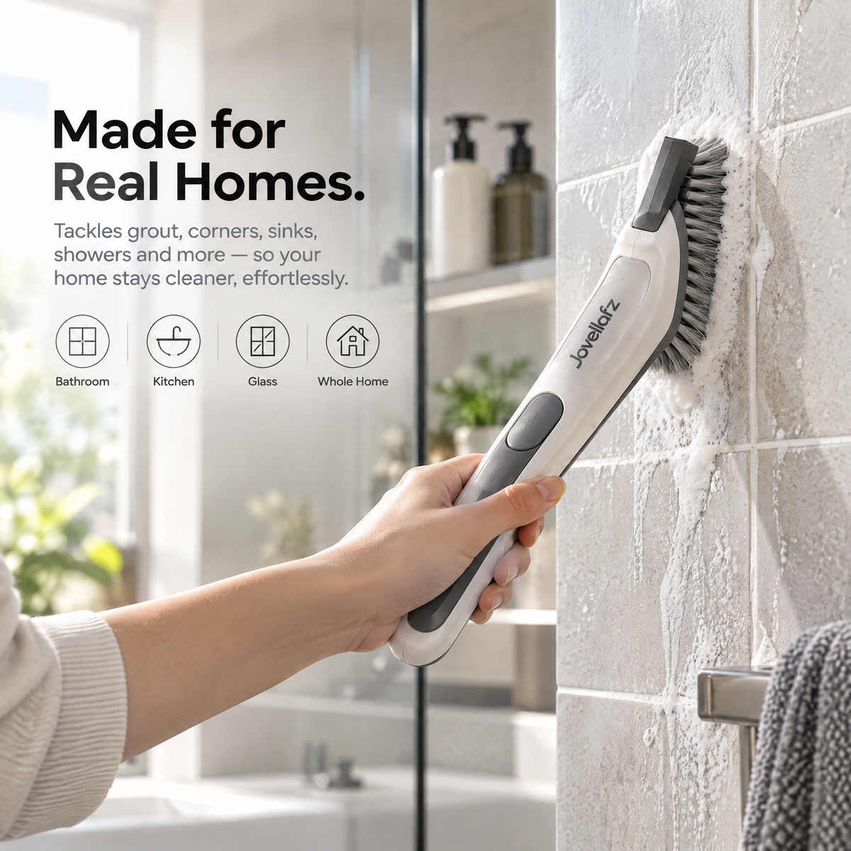 Jovellafz™ Electric Cleaning Brush | Rechargeable Cordless Scrubber with Multiple Brush Heads, Powerful Motor, IPX7 Waterproof Design & Long-Lasting Battery for Bathroom, Kitchen and Home Cleaning - product image 3