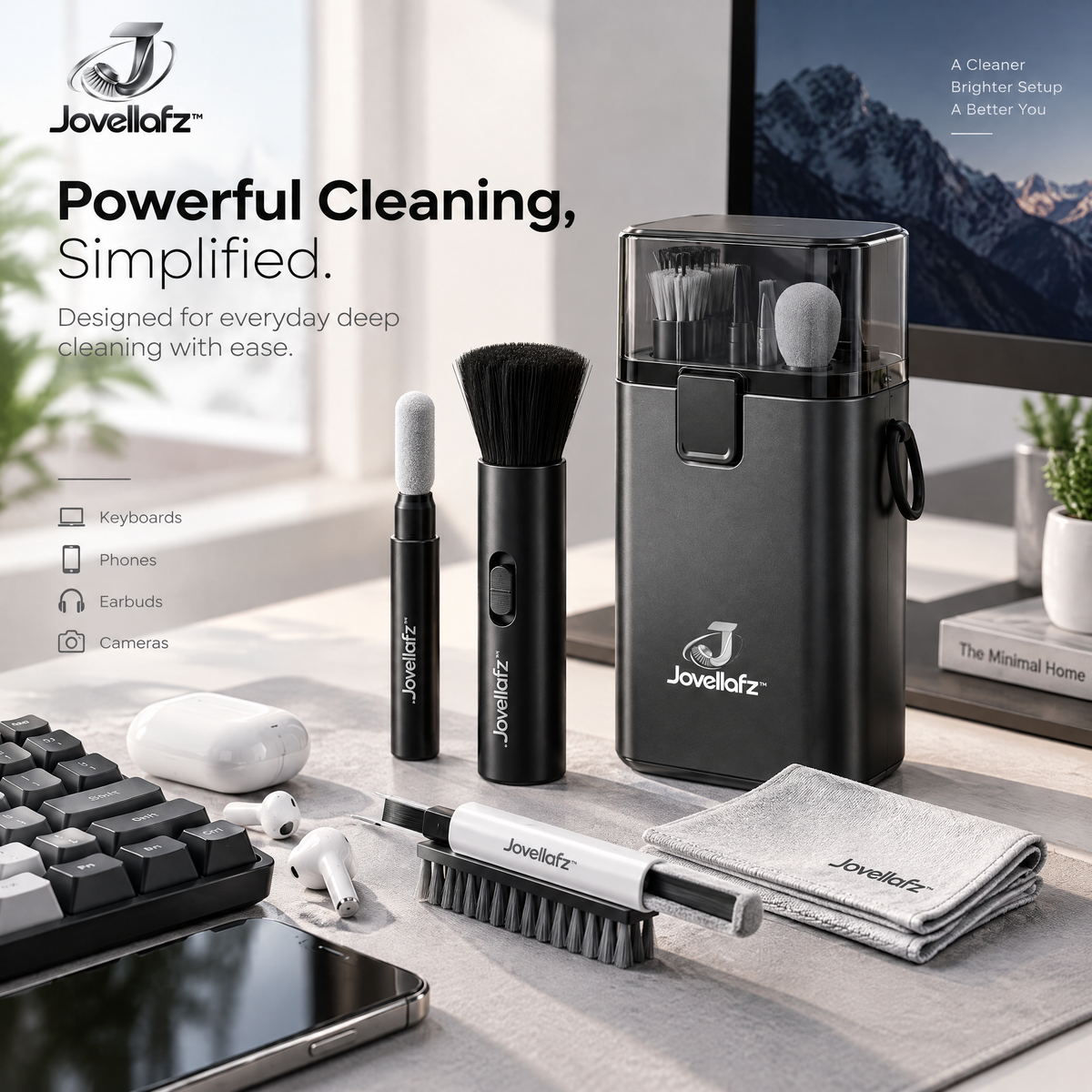 Jovellafz™ Cordless Electric Cleaning Brush | Multi-Surface Spin Scrubber with Powerful Motor, 5 Interchangeable Brush Heads, IPX7 Waterproof Design & Rechargeable Battery for Bathroom, Kitchen and Car Cleaning - product image 1